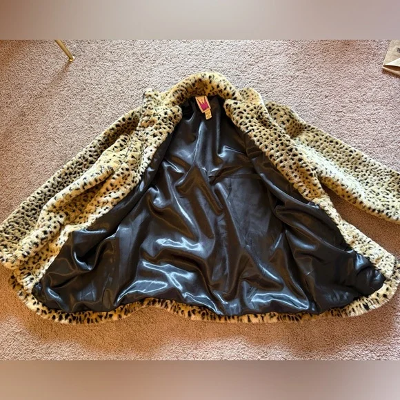 vintage leopard print fur jacket oversized womens retro animal print jacket
